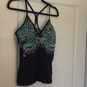 Athleta Black and Green Graphic Embellished Camisole